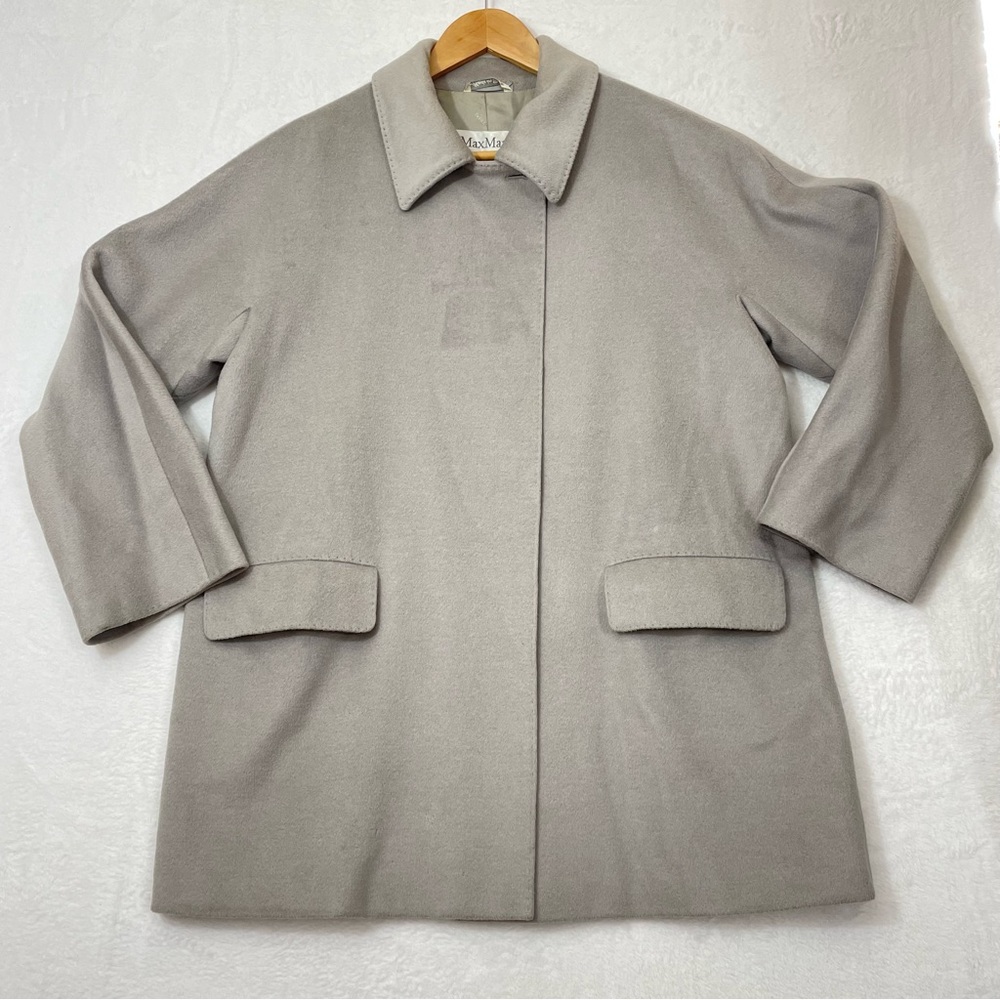Max Mara Women Size 10 Virgin Wool & Cashmere Coat Gray W/pockets